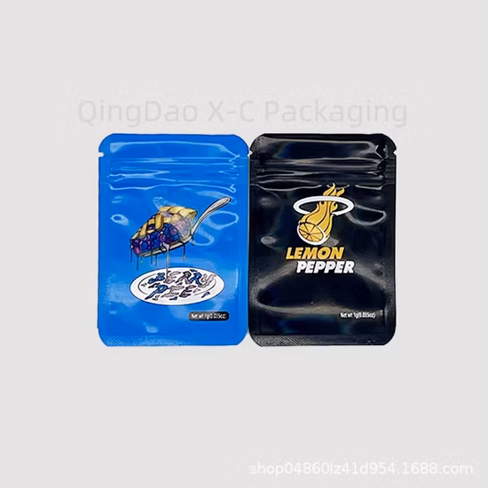 Custom Print Resealable Plastic Food Seal Packaging Ziplock Foil Pouch 3.5g 7g 14G Zipper Smell Proof Cookie Mylar Bag with Logo