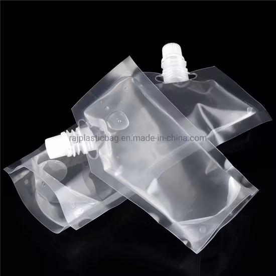 Custom Printed Reusable Transparent Doypack Liquid Beverage Baby Food Juice Plastic Packaging Bag Stand up Spout Pouch